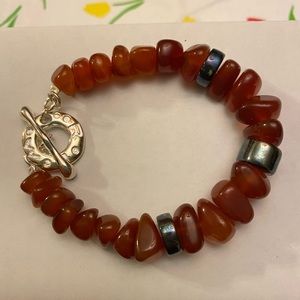 Stone and silver bracelet